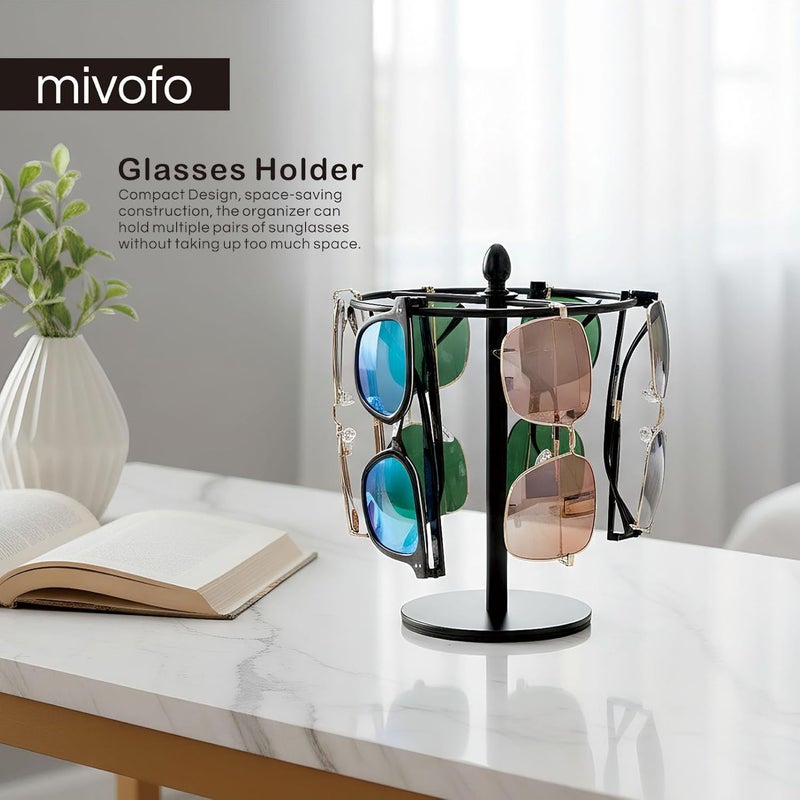 mivofo حامل نظارات شمسية، رف عرض للنظارات لـ 12 نظارة، فولاذ مقاوم للصدأ - أسود - Image 2